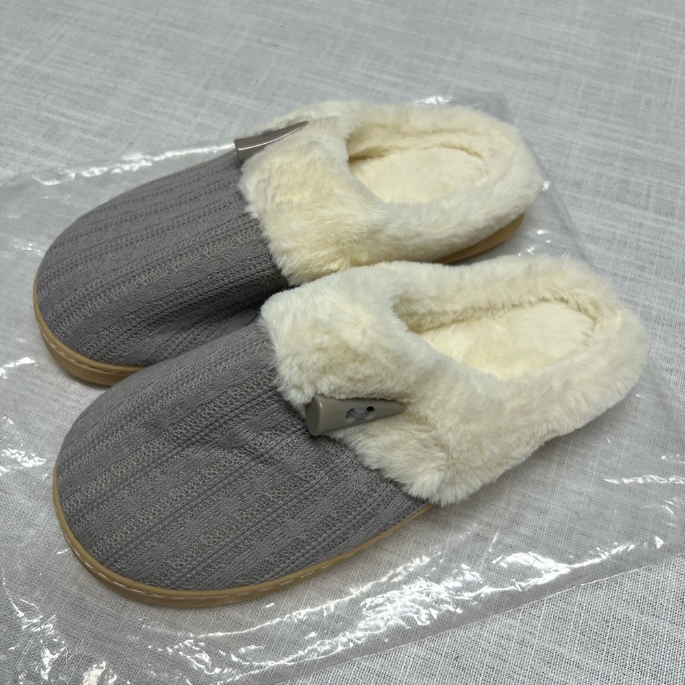 Cozy Gray and Cream Slippers
